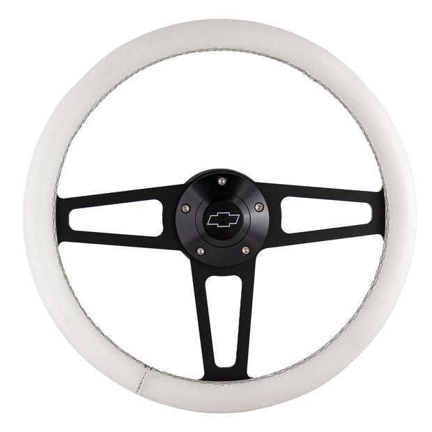 White Billet T Series Black Wheel CHEV Logo & Install Kit