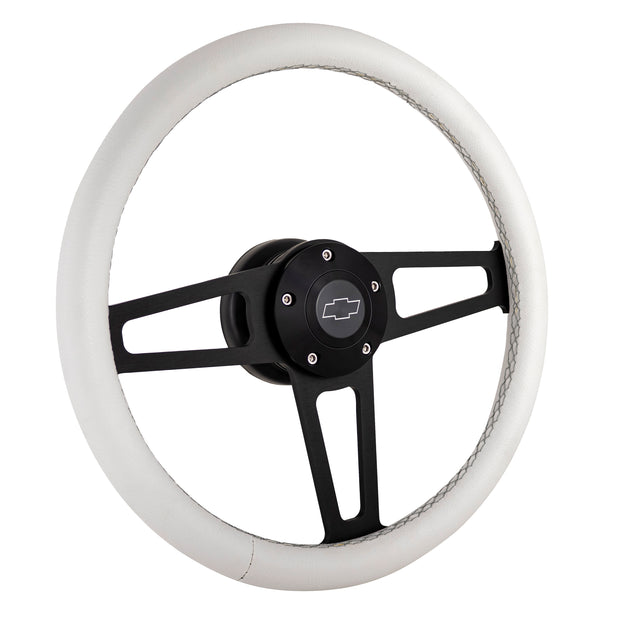 White Billet T Series Black Wheel CHEV Logo & Install Kit
