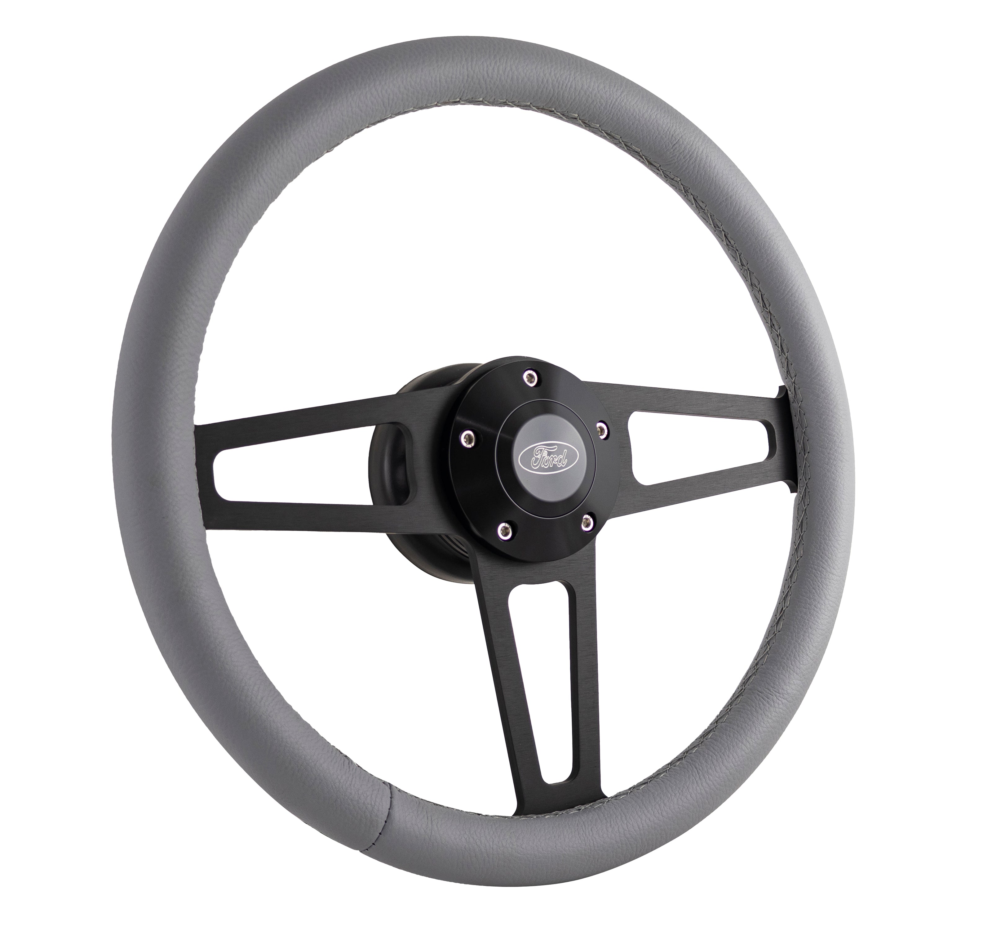Gray Billet T Series Black Wheel Ford Logo & Install Kit