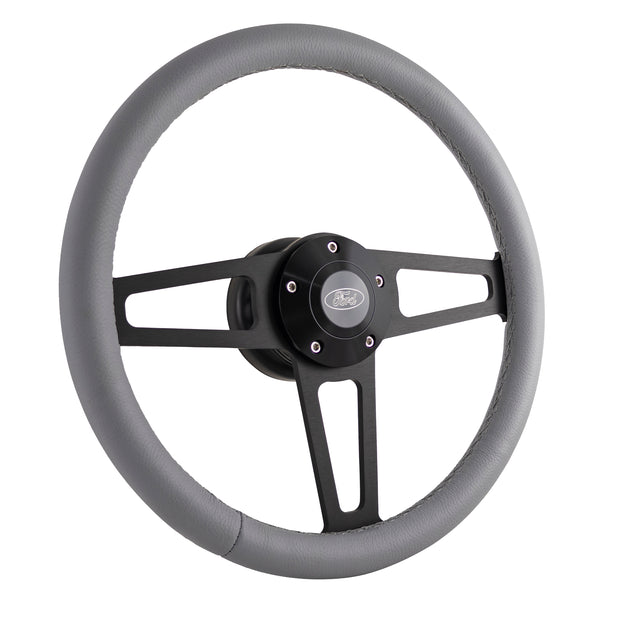 Gray Billet T Series Black Wheel Ford Logo & Install Kit