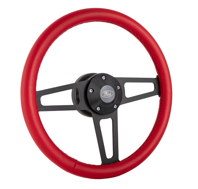 #1918-R Billet T Series Black Wheel Ford Logo & Install Kit