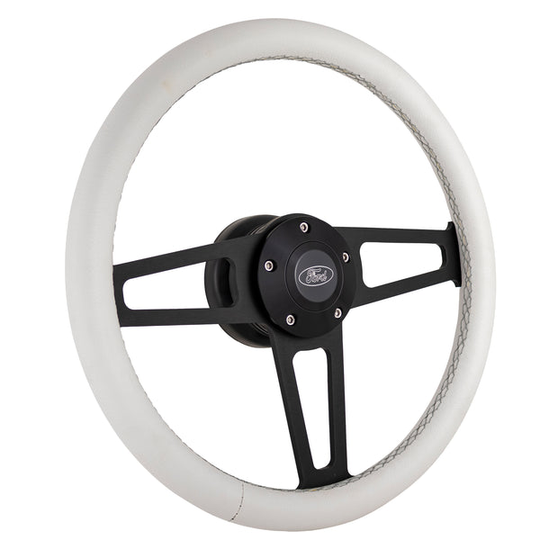 White Billet T Series Black Wheel Ford Logo & Install Kit