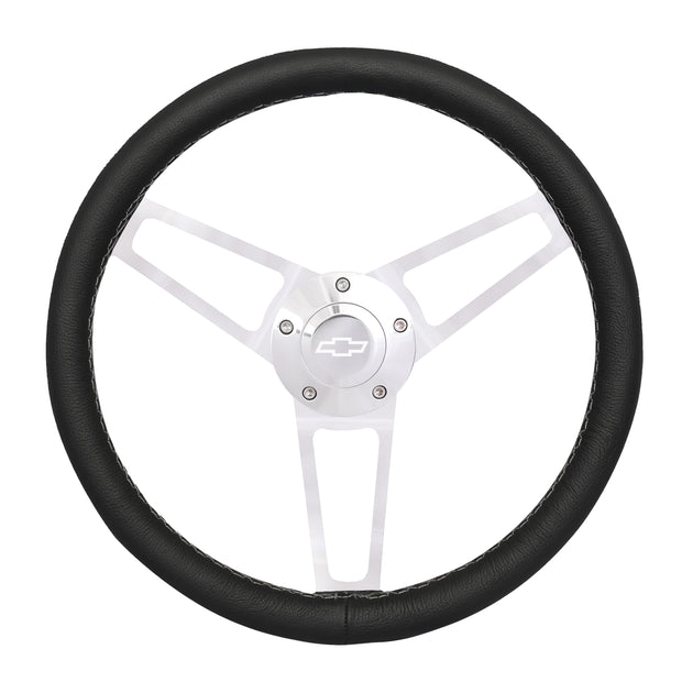 #1901 Billet Series Leather Wheel Chevrolet Logo & Install Kit
