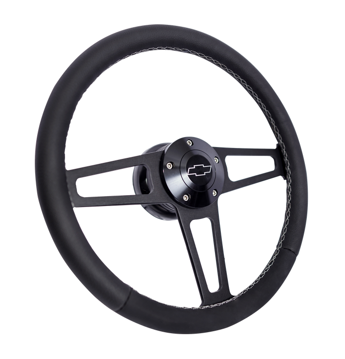 #1916 Billet T Series Black Wheel CHEV Logo & Install Kit