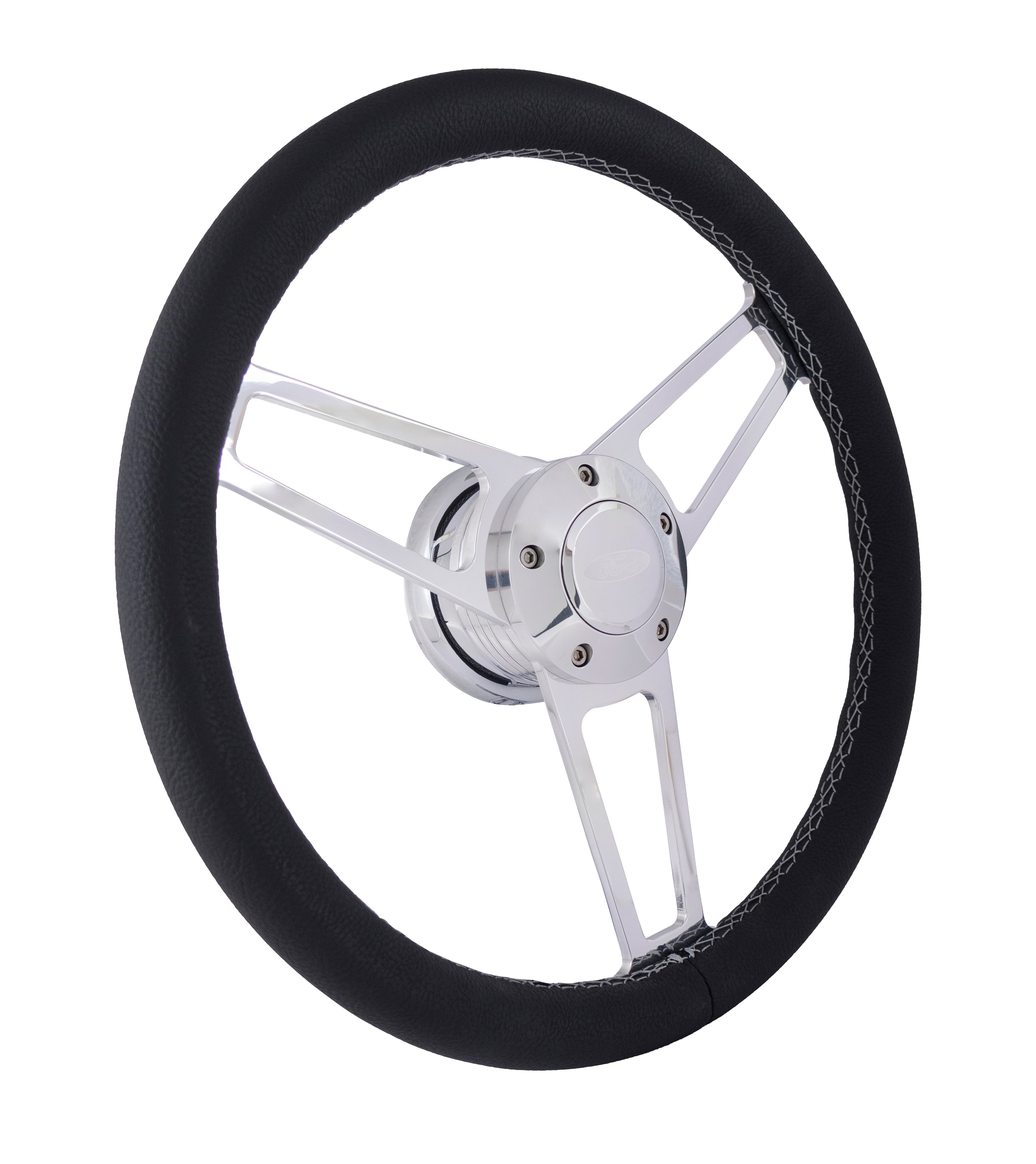 #1902	Billet Series Leather Wheel Ford Logo & Install Kit