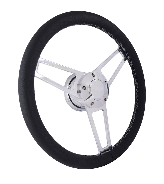 #1903 Billet Series Leather Wheel Ford Logo & Install Kit