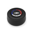 #5922	Aluminum Black Anodized Billet Horn Button with Red/Black Chevy Bowtie Emblem.