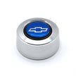 #5931	Aluminum Polished Billet Horn Button with Blue Chevy Bowtie Emblem.