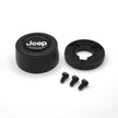 #5924	Aluminum Black Anodized Billet Horn Button with Jeep Emblem.