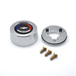 #5932	Aluminum Polished Billet Horn Button with Red/Black Chevy Bowtie Emblem.