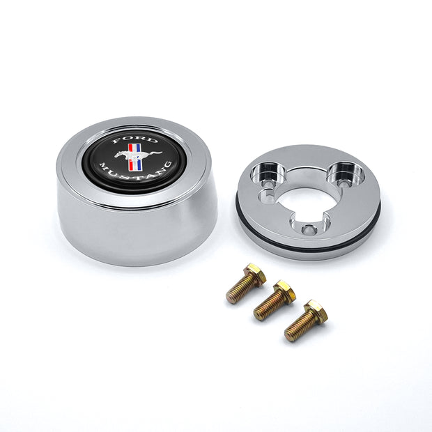 #5936	Aluminum Polished Billet Horn Button with Mustang Emblem.