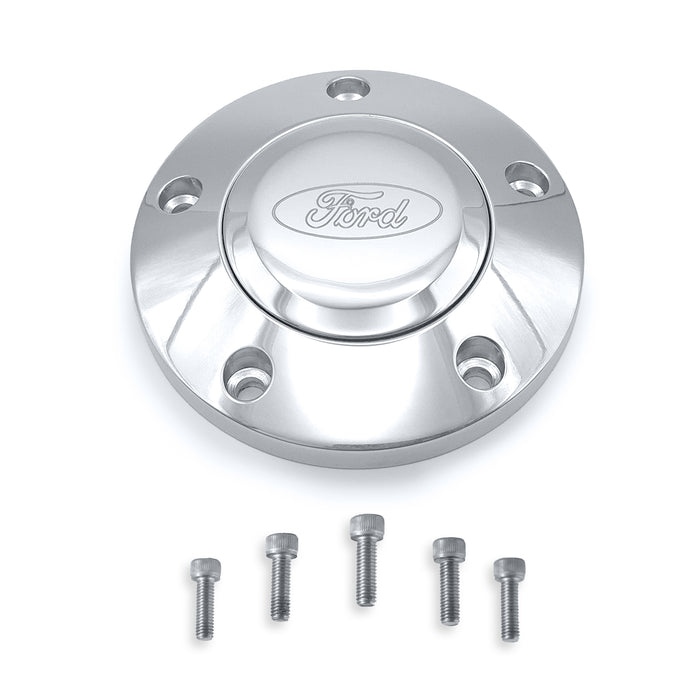 #1902	Billet Series Leather Wheel Ford Logo & Install Kit